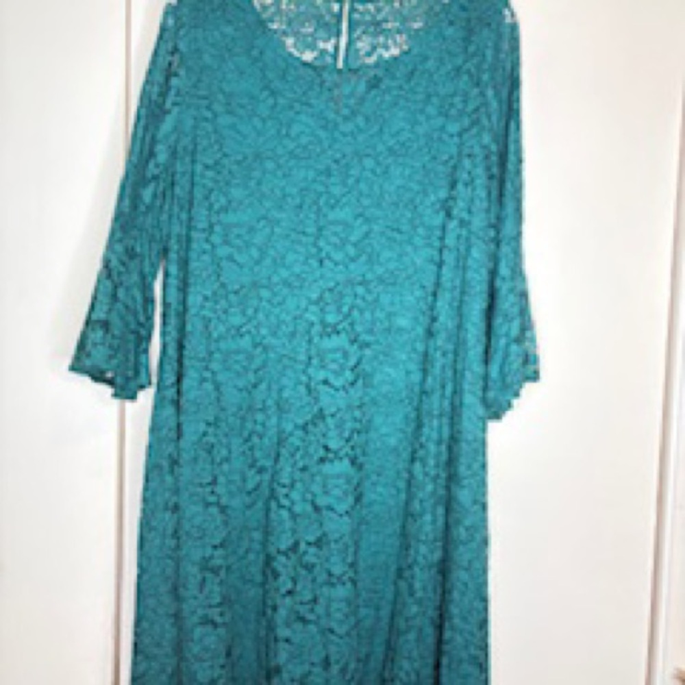 Lane Bryant Teal Lace Overlay Dress